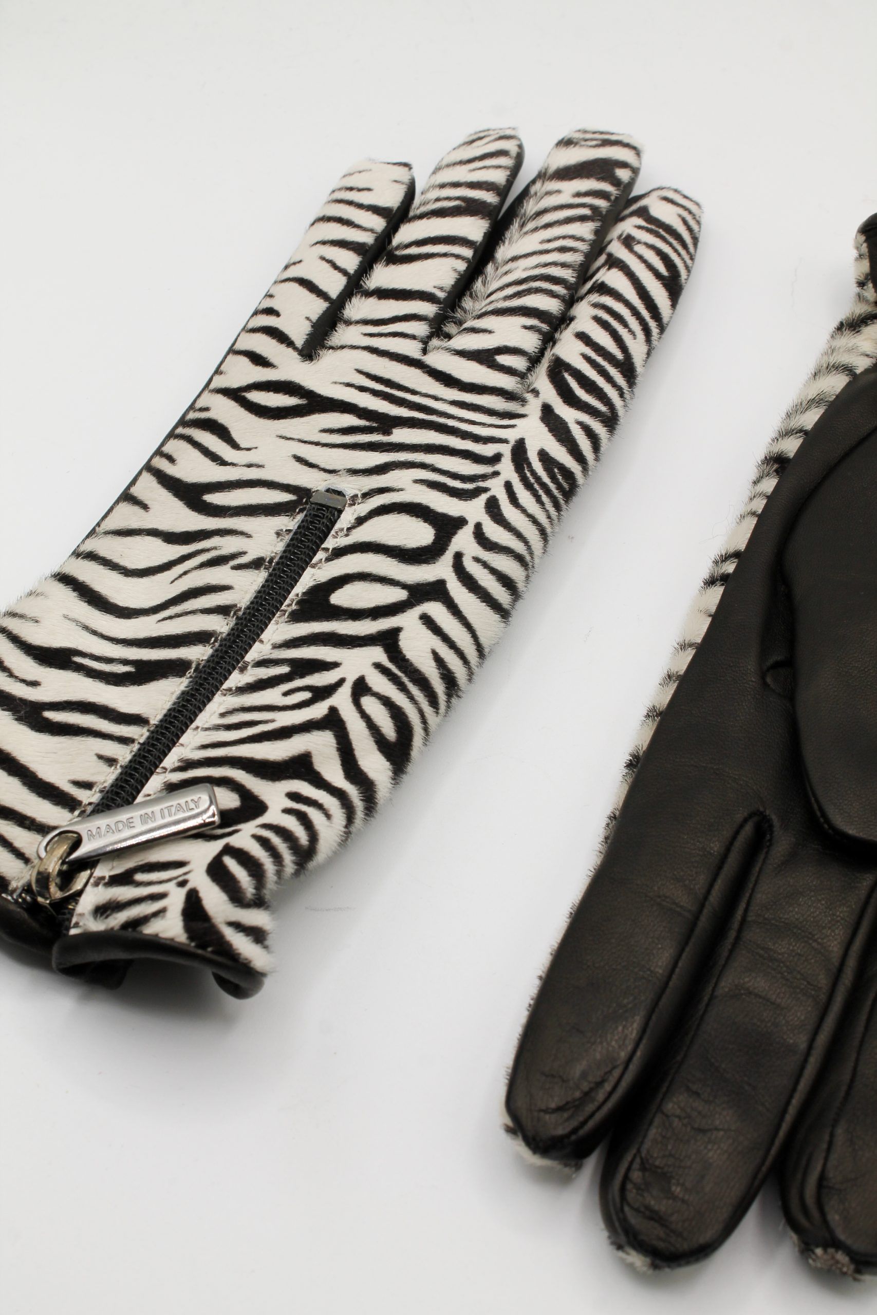 Guantes de Piel Cebra Cremallera - Imagen 3